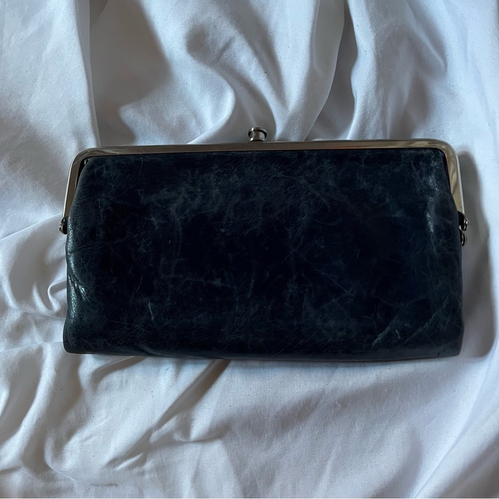 Vintage Hobo Navy Blue Leather Lauren Clutch Wallet
